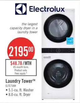 The Brick Electrolux 5.1/8.0 Cu. Ft. Front-Load Laundry Tower - White - ELTE730CAW offer
