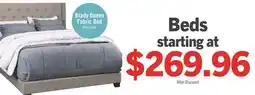 The Brick Brady Upholstered Wingback Bed in Light Grey Fabric with Nailhead Design, Button Tufted - Queen Size offer