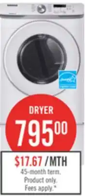 The Brick Samsung 7.5 Cu. Ft. Electric Dryer - White - Stackable - DVE45T6005W/AC offer
