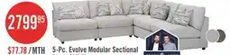 The Brick Scott Living Evolve Modular 5-Piece Linen-Look Fabric Sectional with Feather Down Cushions - Grey offer