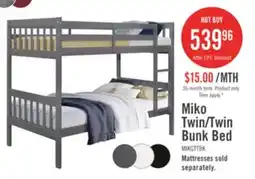 The Brick Miko Bunk Bed with Ladder & Guard Rail for Kids, Grey - Twin/Twin offer