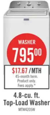 The Brick Maytag 4.8 Cu. Ft. Top Load Washer – White - MTW4205SW offer