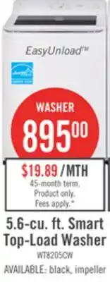 The Brick LG 5.6 Cu. Ft. Smart Top-Load Washer with EasyUnload - Essence White - WT8205CW offer