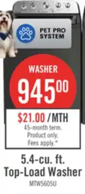 The Brick Maytag 5.5 Cu Ft. Top Load Agitator Washer with Pet Pro Option – Volcano Black - MTW5605RU offer