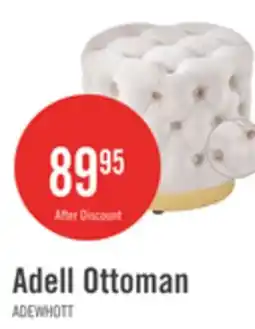 The Brick Adell 17 Round Fabric Ottoman with Gold Base - White offer