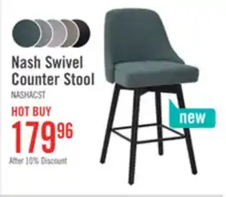 The Brick Nash Counter-Height Stool with Swivel Seat & Polyester Fabric, 26.5H, Wood & Metal - Blue offer