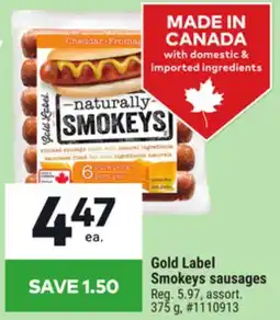 Giant Tiger Gold Label Smokeys sausages offer