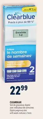 Familiprix CLEARBLUE, Digital pregnancy test with weeks indicator, 2 tests offer