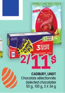 Uniprix CADBURY, LINDT Chocolats sélectionnés/Selected chocolates offer