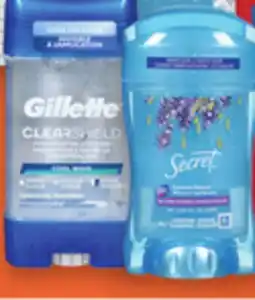 Uniprix SECRET, GILLETTE Antisudorifiques sélectionnés/Selected antiperspirants offer