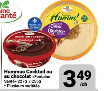 Pasquier Hummus Cocktail ou au chocolat Fontaine Santé offer