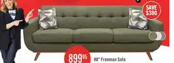 The Brick Kort & Co. Freeman 88 Linen-Look Fabric Sofa with Wood Base and Tufted Back Cushions - Avocado Green offer
