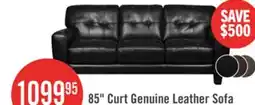 The Brick Curt 85 Genuine Leather Sofa with Button Tufting - Black offer