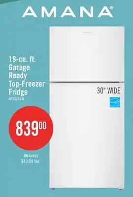 The Brick Amana 30 19.3 Cu. Ft. Top-Freezer Refrigerator – White - ARTX2419SW offer