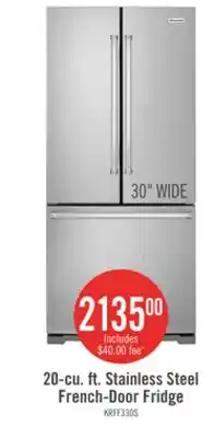 The Brick KitchenAid 20 Cu. Ft. 30 French Door Refrigerator - PrintShield Stainless Steel - KRFF330SPS offer