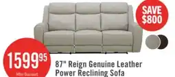 The Brick Reign 87 Top-Grain Genuine Leather Power Reclining Sofa with USB Ports - Deltona Moonshine Taupe offer