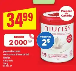 Maxi PRÉPARATION POUR NOURRISSONS À BASE DE LAIT NIURISS 0 À 12 MOIS offer