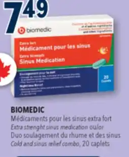 Familiprix BIOMEDIC Extra strenght sinus medication or Cold and sinus relief combo, 20 caplets offer