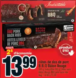 Super C CÔTES DE DOS DE PORC B.B.Q BÂTON ROUGE | BÂTON ROUGE BBQ PORK BACK RIBS offer