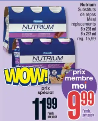 Jean Coutu Nutrium Meal replacements offer