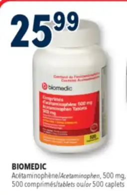 Familiprix BIOMEDIC Acetaminophen, 500mg, tablets ou/or 500caplets offer