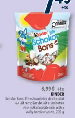 Familiprix KINDER Fine milk chocolate bites with a milky hazelnut centre, 200g offer