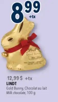 Familiprix LINDT Gold Bunny Milk chocolate, 100g offer