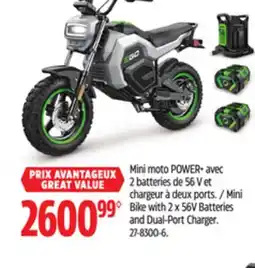 Canadian Tire EGO POWER+ Mini Bike with 2 x 56V Batteries and Dual-Port Charger offer