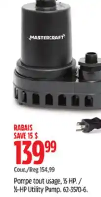 Canadian Tire Mastercraft 1⁄2-HP Utility Pump offer