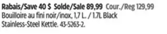 Canadian Tire PADERNO Black Stainless-Steel Kettle offer