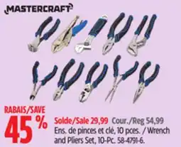 Canadian Tire Mastercraft Wrench and Pliers Set, 10-Pc offer