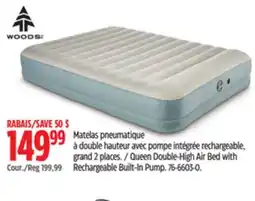 Canadian Tire Woods Queen Double-High Air Bed with Rechargeable Built-In Pump offer
