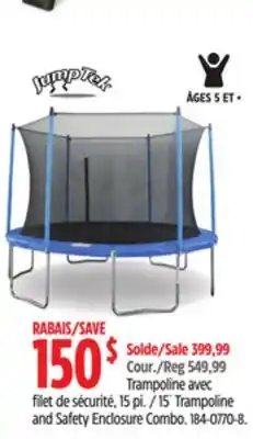 Canadian Tire JumpTek 15´ Trampoline and Safety Enclosure Combo offer