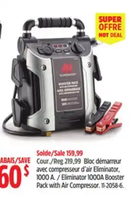 Canadian Tire MotoMaster Eliminator 1000A Booster Pack with Air Compressor offer