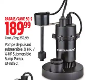 Canadian Tire 1⁄3-HP Submersible Sump Pump offer