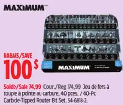 Canadian Tire MAXIMUM 40-Pc Carbide-Tipped Router Bit Set offer
