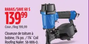 Canadian Tire Mastercraft 13⁄4˝ Coil Roofing Nailer offer