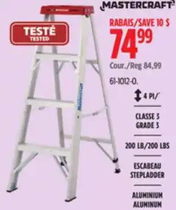 Canadian Tire Mastercraft Grade 3 Aluminum 3 Step Ladder, 4-ft, 200-lb offer