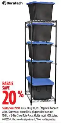 Canadian Tire DURATECH 5-Tier Steel Tote Rack. Holds most 102L totes offer