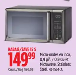 Canadian Tire 0.9 Cu-Ft Microwave, Stainless offer