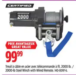Canadian Tire CERTIFIED 2000-lb Steel Winch with Wired Remote offer