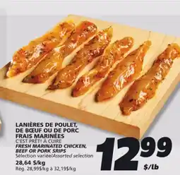 IGA C'EST PRÊT! À CUIRE FRESH MARINATED CHICKEN, BEEF OR PORK SRIPS offer