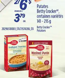 Provigo PATATES BETTY CROCKER, 141 – 215 G | BETTY CROCKER POTATOES offer