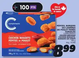 IGA COMPLIMENTS FROZEN BREADED CHICKEN NUGGETS, BURGERS OR STRIPS offer