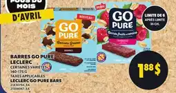 Provigo BARRES GO PURE LECLERC, 140-175 G | LECLERC GO PURE BARS offer