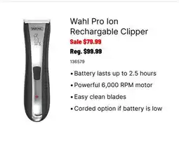 Ren’s Pets Depot Wahl Pro Ion Rechargable Clipper offer