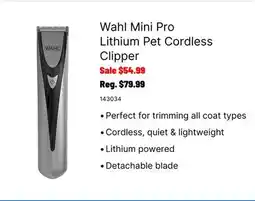 Ren’s Pets Depot Wahl Mini Pro Lithium Pet Cordless Clipper offer