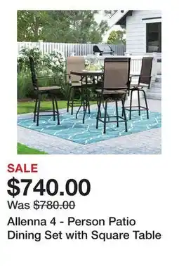 Wayfair Allenna 4 - Person Patio Dining Set with Square Table offer