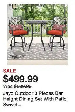 Wayfair Jayc Outdoor 3 Pieces Bar Height Dining Set With Patio Swivel Chairs & Wooden Like Square Table offer