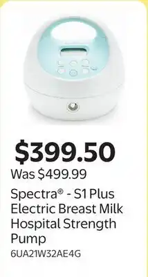 Walmart Spectra - S1 Plus Electric Breast Milk Hospital Strength Pump offer